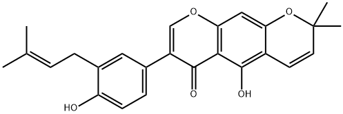 5-Hydroxy-7-[4-hydroxy-3-(3-methyl-2-butenyl)phenyl]-2,2-dimethyl-2H,6H-benzo[1,2-b:5,4-b']dipyran-6-one 结构式