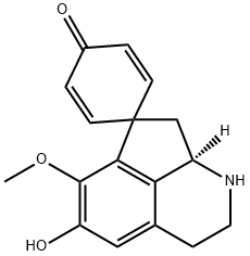 [R,(+)]-1,1',2',3',8',8'a-Hexahydro-5'-hydroxy-6'-methoxyspiro[2,5-cyclohexadiene-1,7'-cyclopenta[ij]isoquinoline]-4-one 结构式