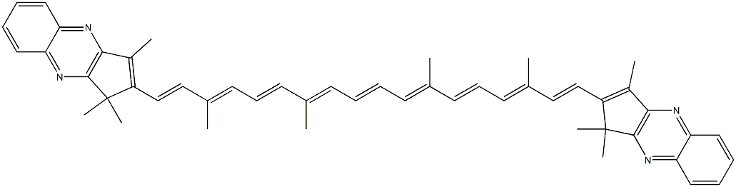 2,2'-[(1E,3E,5E,7E,9E,11E,13E,15E,17E)-3,7,12,16-Tetramethyl-1,3,5,7,9,11,13,15,17-octadecanonene-1,18-diyl]bis(1,1,3-trimethyl-1H-cyclopenta[b]quinoxaline) 结构式