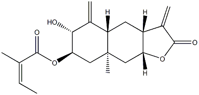 (Z)-2-Methyl-2-butenoic acid [(3aR,4aα,9aα)-dodecahydro-6β-hydroxy-8aβ-methyl-3,5-bis(methylene)-2-oxonaphtho[2,3-b]furan-7α-yl] ester 结构式