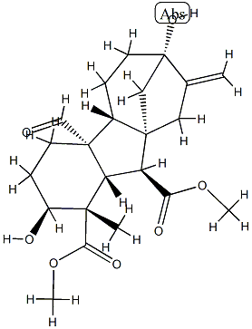 4aα-Formyl-2β,7-dihydroxy-1-methyl-8-methylenegibbane-1α,10β-dicarboxylic acid dimethyl ester 结构式