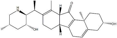 8,9,13,17-Tetradehydro-12α,13-dihydro-3β,23β-dihydroxyveratraman-11-one 结构式