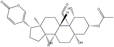 3β-(Acetyloxy)-1β,5,14-trihydroxy-19-oxo-5β-bufa-20,22-dienolide 结构式