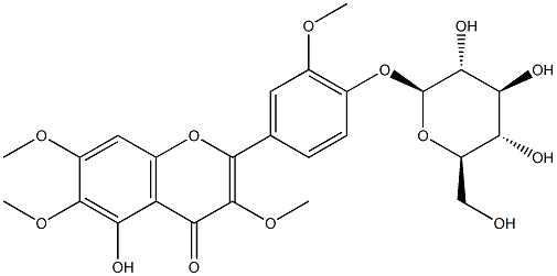 4'-[(β-D-Glucopyranosyl)oxy]-5-hydroxy-3,3',6,7-tetramethoxyflavone 结构式