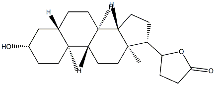 3β,20-Dihydroxy-21-nor-5α-cholan-24-oic acid γ-lactone 结构式