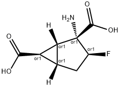 Bicyclo[3.1.0]hexane-2,6-dicarboxylic acid, 2-amino-3-fluoro-, (1R,2R,3S,5S,6R)-rel- (9CI) 结构式