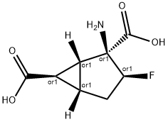 Bicyclo[3.1.0]hexane-2,6-dicarboxylic acid, 2-amino-3-fluoro-, (1R,2S,3S,5S,6R)-rel- (9CI) 结构式