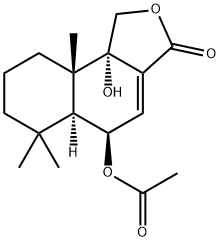 [5R,(-)]-5-Acetoxy-5,5aα,6,7,8,9,9a,9b-octahydro-9bα-hydroxy-6,6,9aβ-trimethylnaphtho[1,2-c]furan-3(1H)-one 结构式