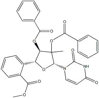 2'-C-甲基尿苷 2',3',5'-三苯甲酸酯 结构式