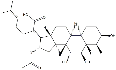 (17Z,8α,9β,13α,14β)-29-Nor-16β-acetoxy-3α,6α,7β-trihydroxydammara-17(20),24-dien-21-oic acid 结构式