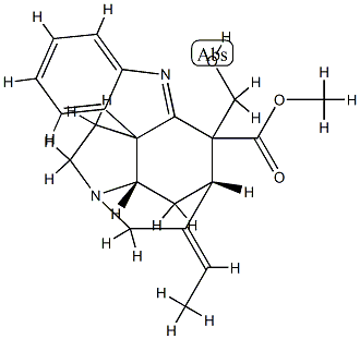 (16ξ,19E)-1,2,19,20-Tetradehydro-17-hydroxycuran-16-carboxylic acid methyl ester 结构式