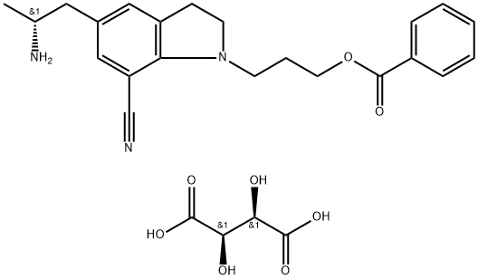 5-[(2R)-2-氨基丙基]-2,3-二氢-1-[3-(苯甲酰氧基)丙基]-1H-吲哚-7-腈酒石酸盐 结构式