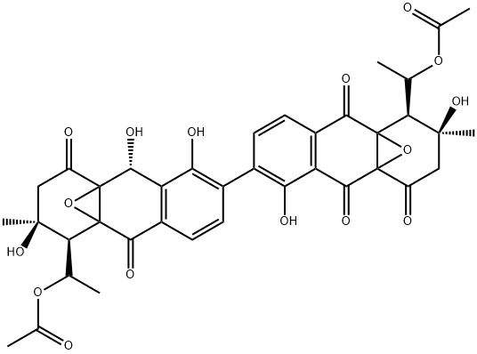 9-Deoxo-4aβ,9aβ:4'aβ,9'aβ-bisoxy-4a,4'a,9a,9'a-tetrahydro-9β-hydroxyjulichrome Q 11,11'-diacetate 结构式