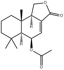 [5R,(-)]-5-Acetoxy-1,3,5,5aα,6,7,8,9,9a,9bα-decahydro-6,6,9aβ-trimethylnaphtho[1,2-c]furan-3-one 结构式