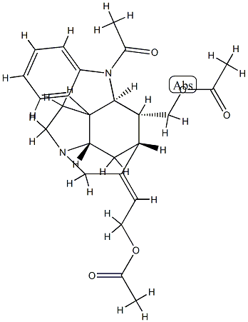 (19E)-1-Acetyl-19,20-didehydrocuran-17,18-diol diacetate 结构式