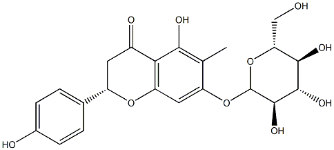 (S)-7-(β-D-Glucopyranosyloxy)-2,3-dihydro-5-hydroxy-2-(4-hydroxyphenyl)-6-methyl-4H-1-benzopyran-4-one 结构式