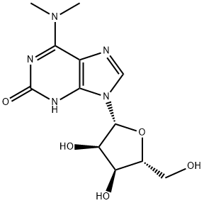 6-Dimethylamino-9-β-D-ribofuranosyl-9H-purin-2(1H)-one 结构式