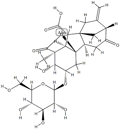 3β-(β-D-Glucopyranosyloxy)-2β,4aα-dihydroxy-1-methyl-8-methylene-6-oxogibbane-1α,10β-dicarboxylic acid 1,4a-lactone 结构式