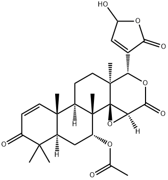 (17aα,13α)-7α-Acetoxy-14β,15β-epoxy-4,4,8-trimethyl-3,16-dioxo-D-homo-17aα-(2,5-dihydro-5-hydroxy-2-oxofuran-3-yl)-17-oxa-5α-androst-1-ene 结构式