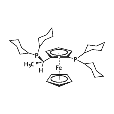 (1S)-1-(二环己基膦)-2-[(1S)-1-(二环己基膦)乙基]二茂铁(符合 CAS 标准) 结构式