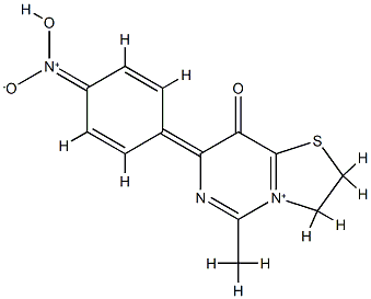 2,3-Dihydro-5-methyl-7-(4-nitrophenyl)-8-oxylatothiazolo[3,2-c]pyrimidin-4-ium 结构式