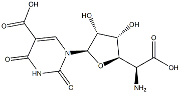 5-Amino-1-[5-carboxy-3,4-dihydro-2,4-dioxopyrimidin-1(2H)-yl]-1,5-dideoxy-β-D-allofuranuronic acid 结构式