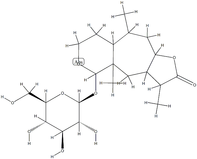 3a,4,4a,5,7,8,8a,9,10,10a-Decahydro-5-(β-D-glucopyranosyloxy)-3,4a,9-trimethylfuro[2',3':5,6]cyclohepta[1,2-c]pyran-2(3H)-one 结构式