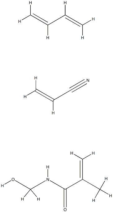 N-(羟甲基)-2-甲基-2-丙烯酰胺与1,3-丁二烯和2-丙烯腈的聚合物 结构式
