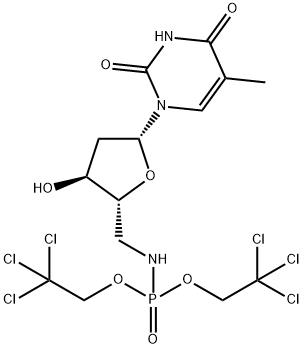 5'-Deoxy-5'-[bis(2,2,2-trichloroethoxy)phosphinylamino]thymidine 结构式