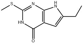 4H-Pyrrolo[2,3-d]pyrimidin-4-one,6-ethyl-1,7-dihydro-2-(methylthio)-(9CI) 结构式