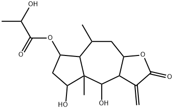 (3aS,4aβ,7aβ)-Dodecahydro-4,5-dihydroxy-7-(2-hydroxy-1-oxopropoxy)-8α-methyl-3-methyleneazuleno[6,5-b]furan-2-one 结构式