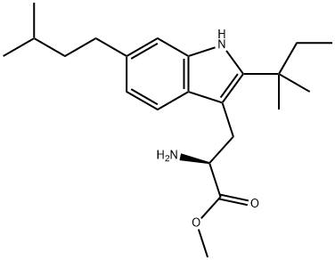 2-(1,1-Dimethylpropyl)-6-(3-methylbutyl)-α-amino-1H-indole-3-propionic acid methyl ester 结构式