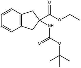 2-((叔丁氧羰基)氨基)-2,3-二氢-1H-茚-2-羧酸乙酯 结构式