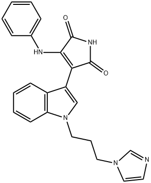 3-[1-[3-(1H-咪唑-1-基)丙基]-1H-吲哚-3-基]-4-(苯氨基)-1H-吡咯-2,5-二酮 结构式