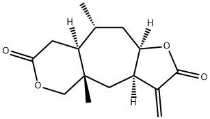 (3aR,8aα,10aα)-3a,4a,5,8,8a,9,10,10a-Octahydro-4aβ,9α-dimethyl-3-methylenefuro[2',3':5,6]cyclohepta[1,2-c]pyran-2,7(3H,4H)-dione 结构式