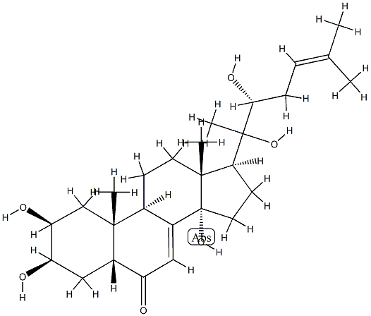 (20ξ,22R)-2β,3β,14,20,22-Pentahydroxy-5β-cholesta-7,24-dien-6-one 结构式