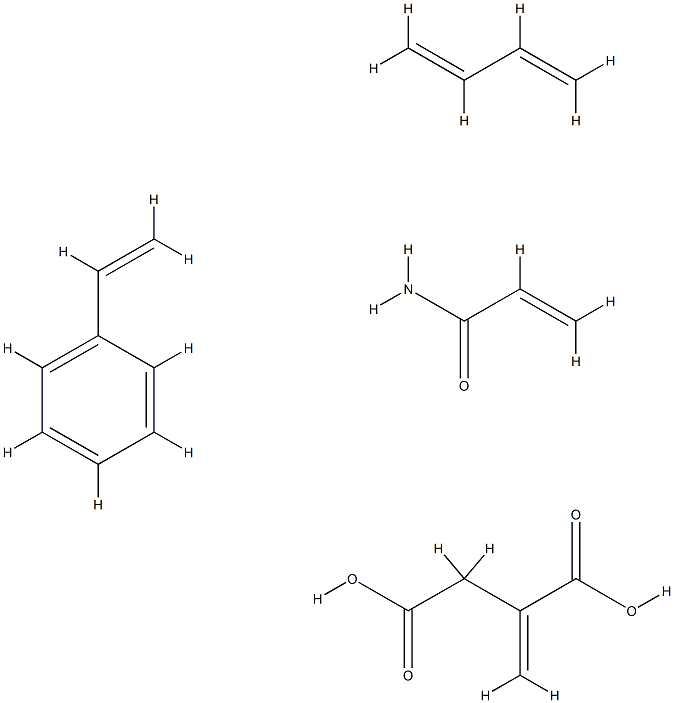 亚甲基丁二酸与1,3-丁二烯、乙烯基苯和2-丙烯酰胺的聚合物 结构式