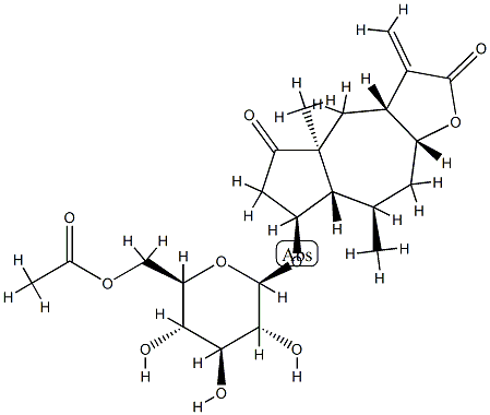 (3aR,7aα,9aα)-3,3a,4,4a,6,7,7a,8,9,9a-Decahydro-7α-[(6-O-acetyl-β-D-glucopyranosyl)oxy]-4aβ,8α-dimethyl-3-methyleneazuleno[6,5-b]furan-2,5-dione 结构式