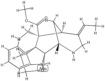 4,5-Secoakuammilan-17-oic acid, 2,5-epoxy-1,2-dihydro-16-(hydroxymethy l)-, methyl ester, (2alpha,16S)- 结构式