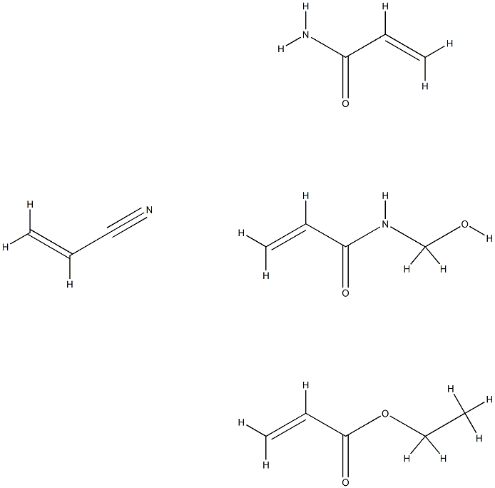 2-Propenoic acid, ethyl ester, polymer with N-(hydroxymethyl)-2-propenamide, 2-propenamide and 2-propenenitrile 结构式