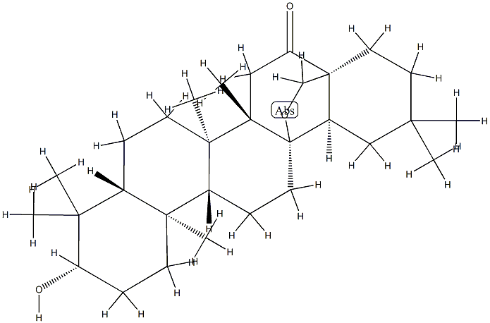 13,28-Epoxy-3β-hydroxyoleanan-16-one 结构式