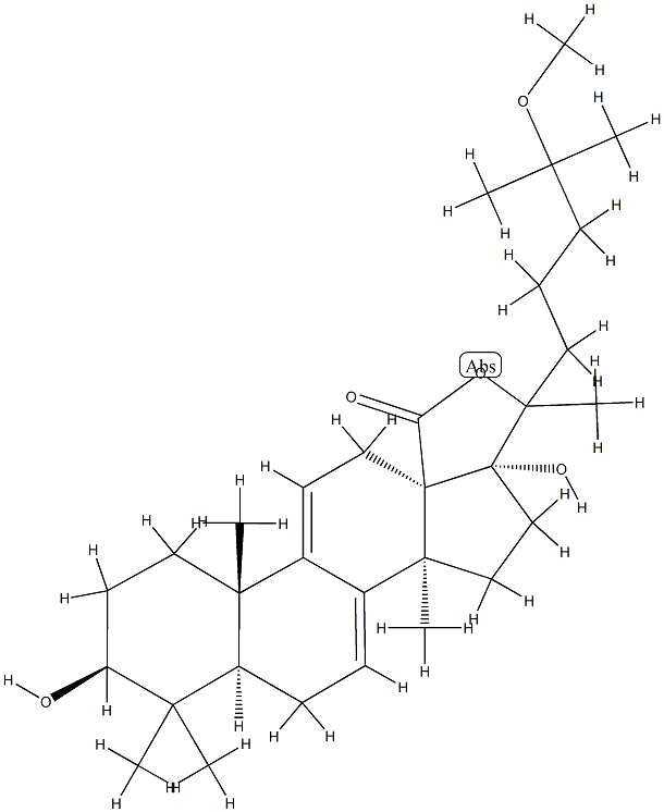 (20ξ)-3β,17,20-Trihydroxy-25-methoxylanosta-7,9(11)-dien-18-oic acid γ-lactone 结构式