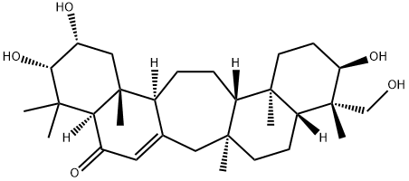 (4S)-3α,20β,21β,23-Tetrahydroxy-C(14a)-homo-27-norgammacer-14-en-16-one 结构式