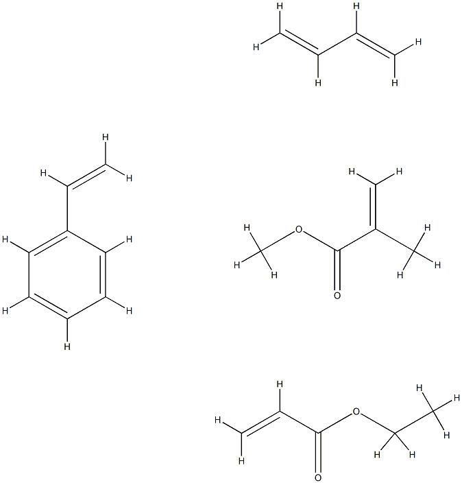 2-甲基-2-丙烯酸甲酯与1,3-丁二烯、乙烯苯和丙烯酸乙酯的聚合物 结构式