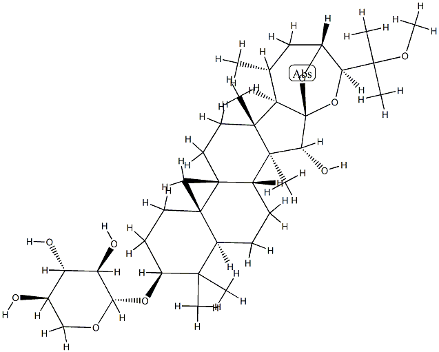 25-O-甲基升麻醇-3-O-Β-D-吡喃木糖苷 结构式