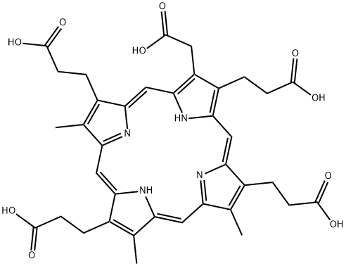 3-(carboxymethyl)-8,13,17-trimethyl-21H,23H-Porphine-2,7,12,18-tetrapropanoic acid 结构式