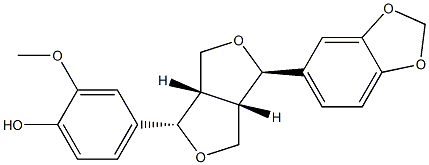 4-[(1S,3aα,6aα)-4α-(1,3-Benzodioxol-5-yl)tetrahydro-1H,3H-furo[3,4-c]furan-1β-yl]-2-methoxyphenol 结构式