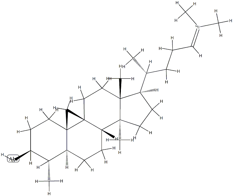 4α,14-Dimethyl-9β,19-cyclo-(25-14C)5α-cholest-24-en-3β-ol 结构式