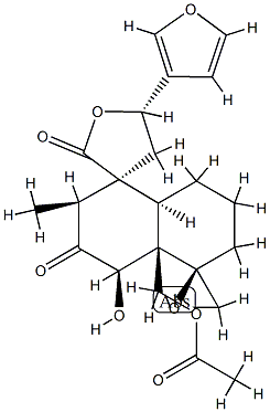 (2'S,3S,4'R,4'aR,5S,5'R,8'aS)-2'-Methyl-4'-hydroxy-4'a-(acetoxymethyl)-5-(3-furyl)-4,4',4'a,5,6',7',8',8'a-octahydrodispiro[furan-3(2H),1'(5'H)-naphthalene-5',2''-oxirane]-2,3'(2'H)-dione 结构式