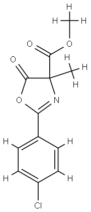 4-Oxazolecarboxylic  acid,  2-(4-chlorophenyl)-4,5-dihydro-4-methyl-5-oxo-,  methyl  ester 结构式